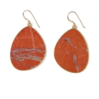 Red Jasper Slice Earrings, the pair on a white background