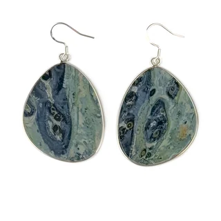 Kambaba Jasper Slice Earrings, the pair on a white background