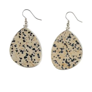 Dalmatian Jasper Slice Earrings, the pair on a white background