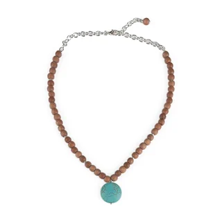 Rosewood and Turquoise Necklace laid flat on a white background