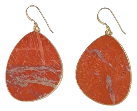 Red Jasper Slice Earrings, the pair