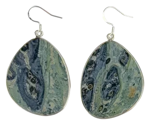 Kambaba Jasper Slice Earrings, the pair