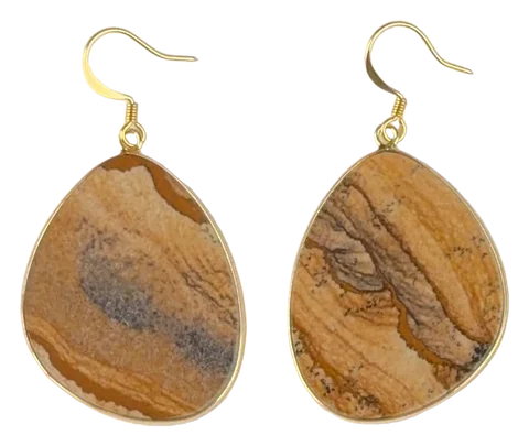 Picture Jasper Slice Earrings, the pair