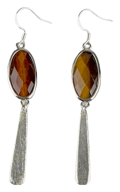 Tiger's Eye Cabochon Dangle Earrings, the pair