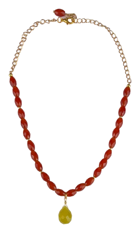 Olive Jade and Carnelian Statement Necklace