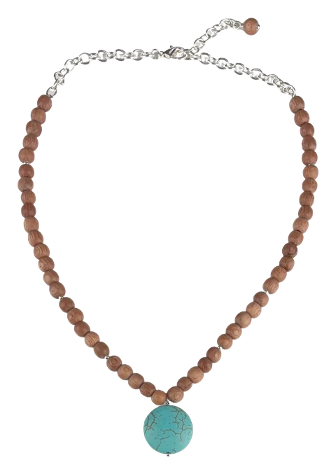 Rosewood and Turquoise Necklace